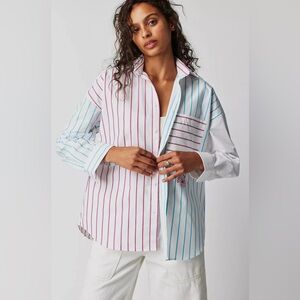 45. NWT Free People x With Nothing Underneath Weekend Poplin Patchwork Top